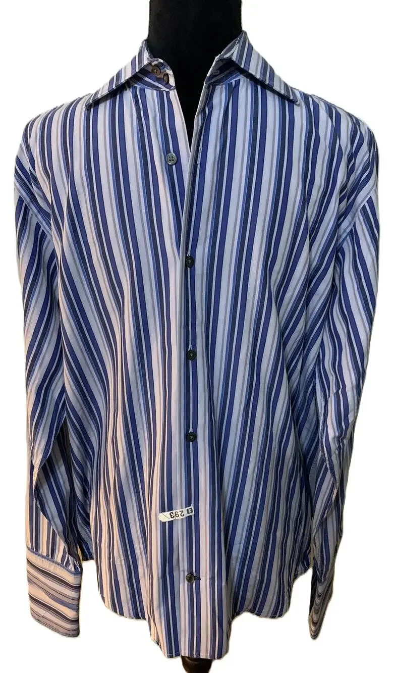 Banana Republic Shirt Gray Blue Print Standard Fit Soft Wash Men's Large